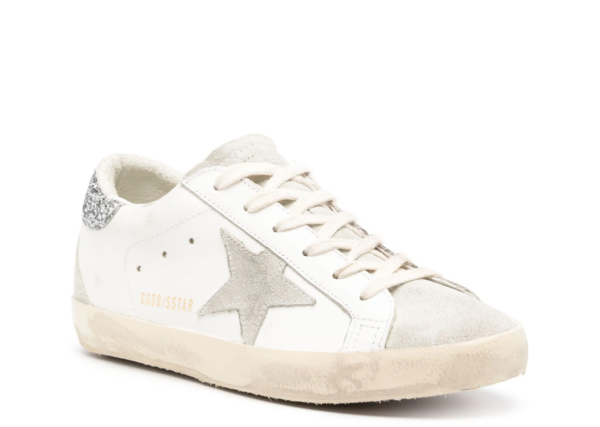 Davenzarry | Golden Goose Super-Star Gray Star Silver Glitter Heel Tab - Women's | View 2