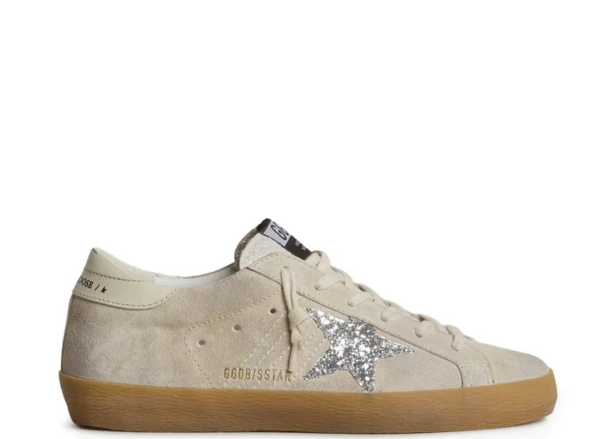 Davenzarry | Golden Goose Super-Star Ice Gray Suede Silver Glitter Star - Women's | View 1