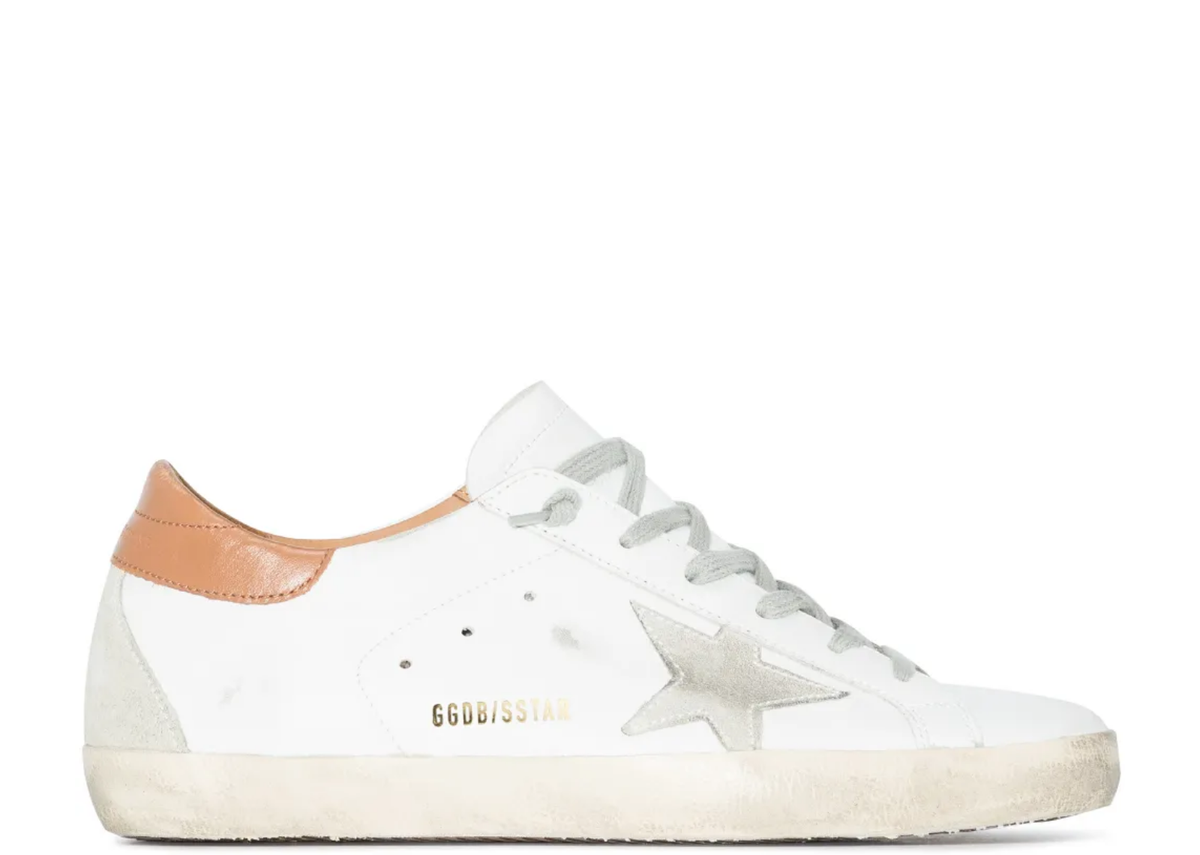 Davenzarry | Golden Goose Super-Star Ice Gray Suede Star Light Brown Heel Tab - Women's | View 1