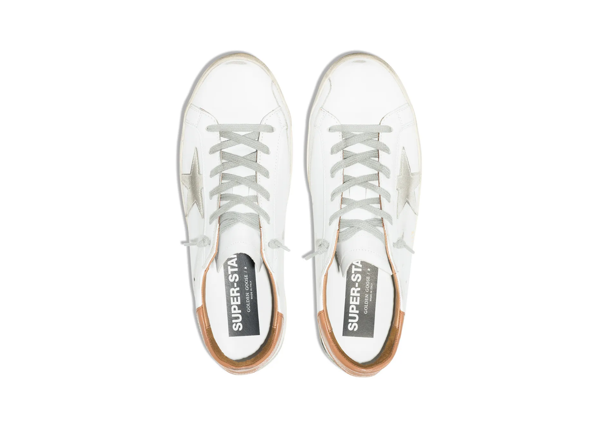 Davenzarry | Golden Goose Super-Star Ice Gray Suede Star Light Brown Heel Tab - Women's | View 2