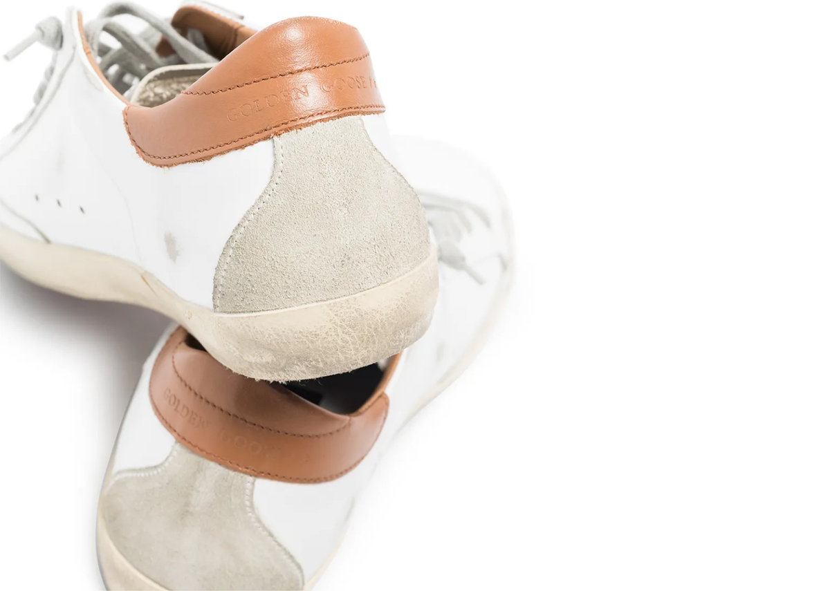 Davenzarry | Golden Goose Super-Star Ice Gray Suede Star Light Brown Heel Tab - Women's | View 3
