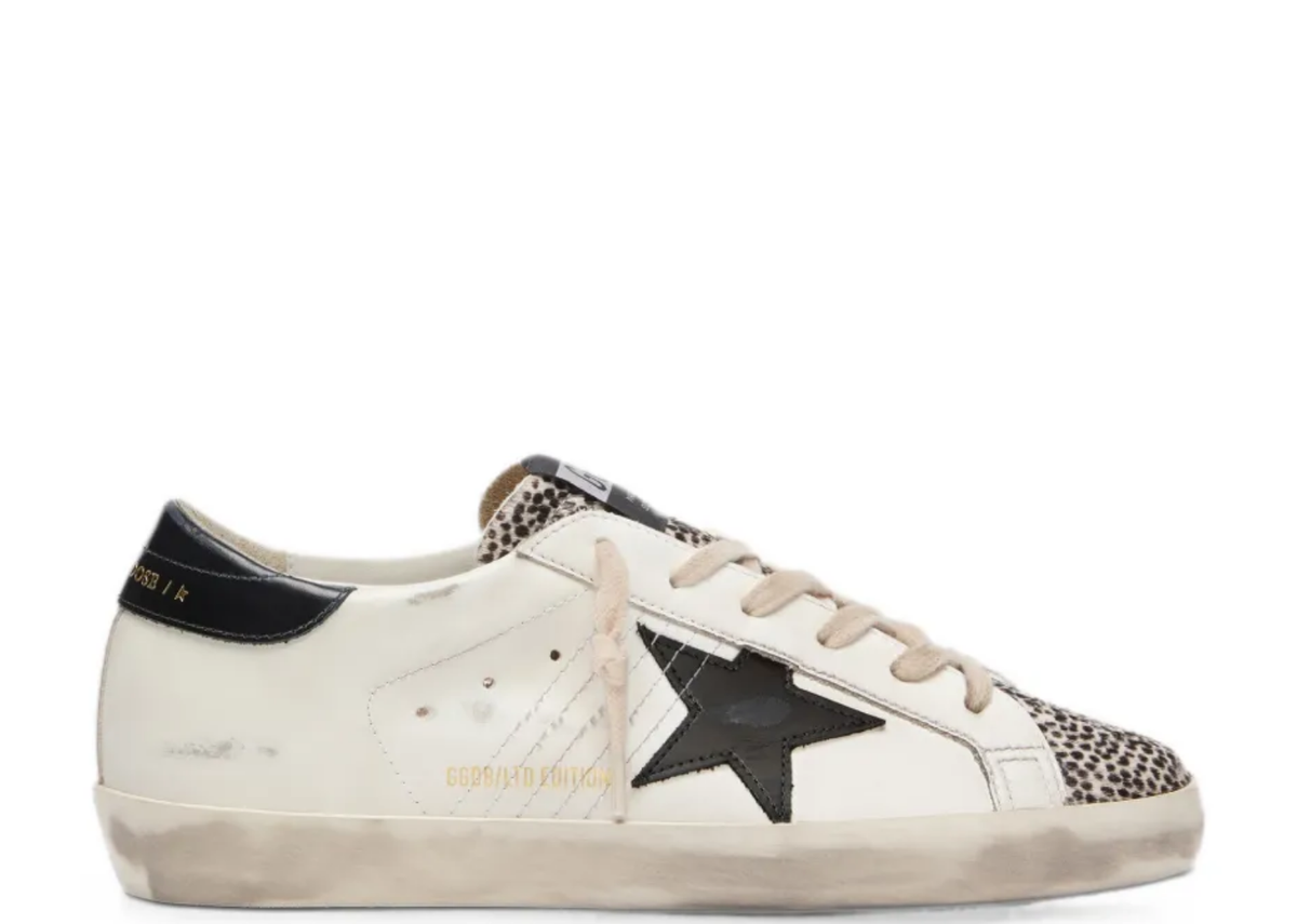 Davenzarry | Golden Goose Super-Star LTD White Leather Black Star Pony Skin Details - Women's | View 1