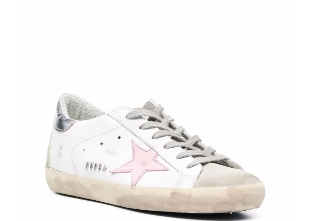 Davenzarry | Golden Goose Super-Star Pink Leather Star Silver Heel Tab - Women's | View 2