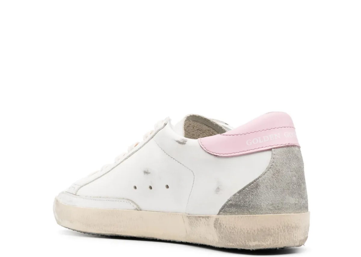 Davenzarry | Golden Goose Super-Star Silver Leather Star Pink Heel Tab - Women's | View 3