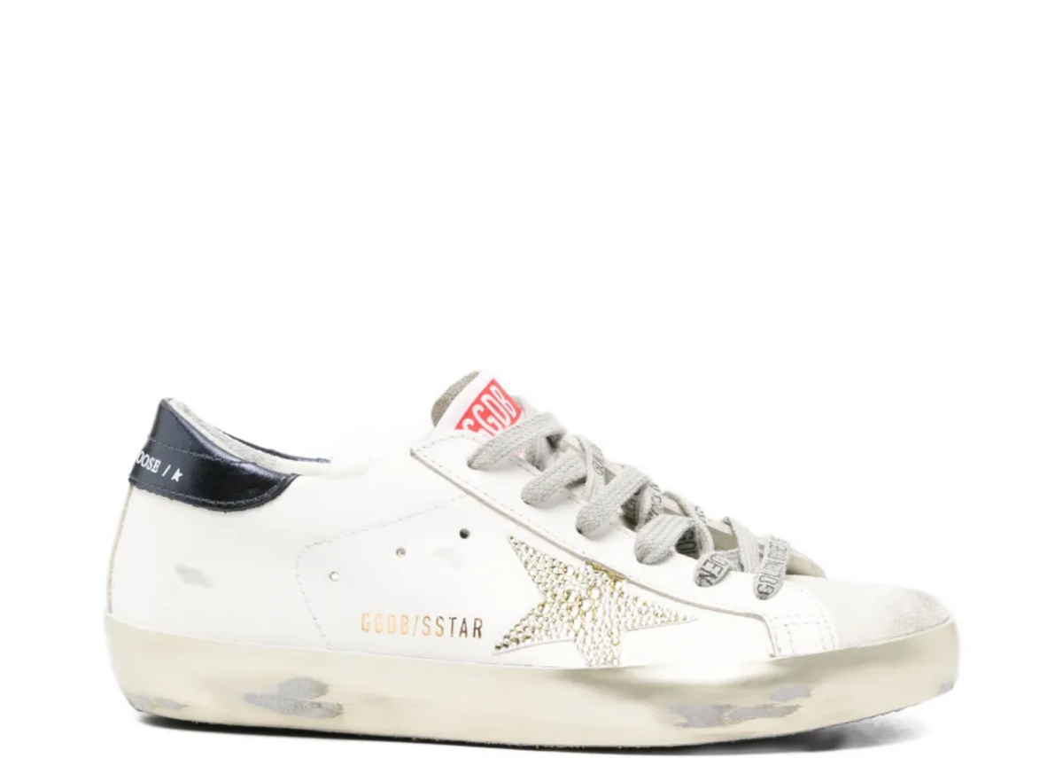 Davenzarry | Golden Goose Super-Star Swarovski Crystal Star Blue Heel Tab - Women's | View 1