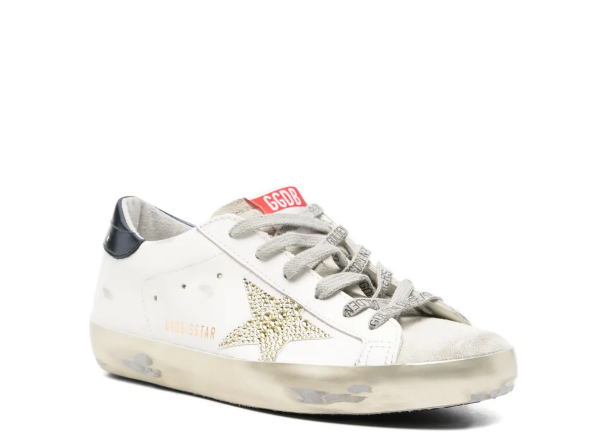 Davenzarry | Golden Goose Super-Star Swarovski Crystal Star Blue Heel Tab - Women's | View 2