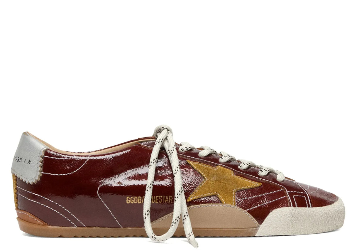 Davenzarry | Golden Goose True-Star Burgundy Naplak Yellow Suede Star Silver Heel - Women's | View 1