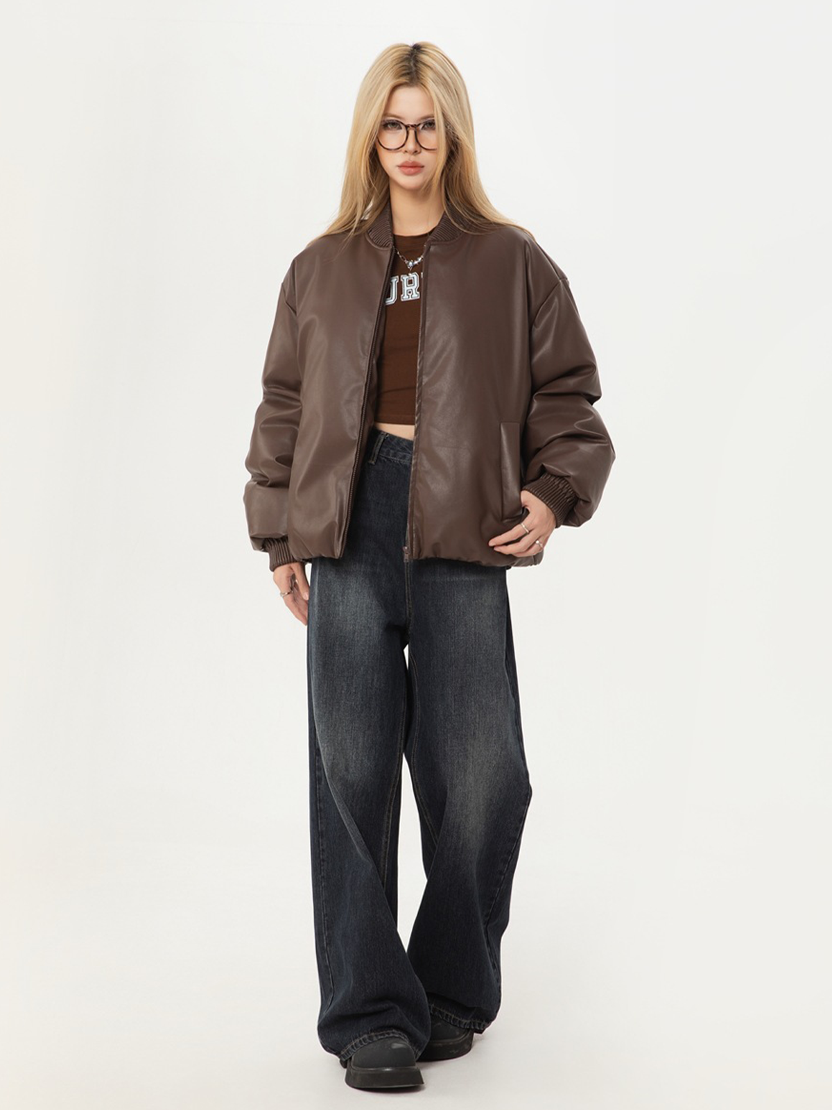 Fushya Puff Oversized Leather Jacket