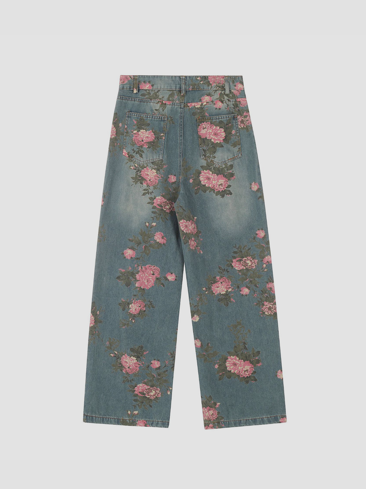 Fuhsya Pink Flower Baggy Jean