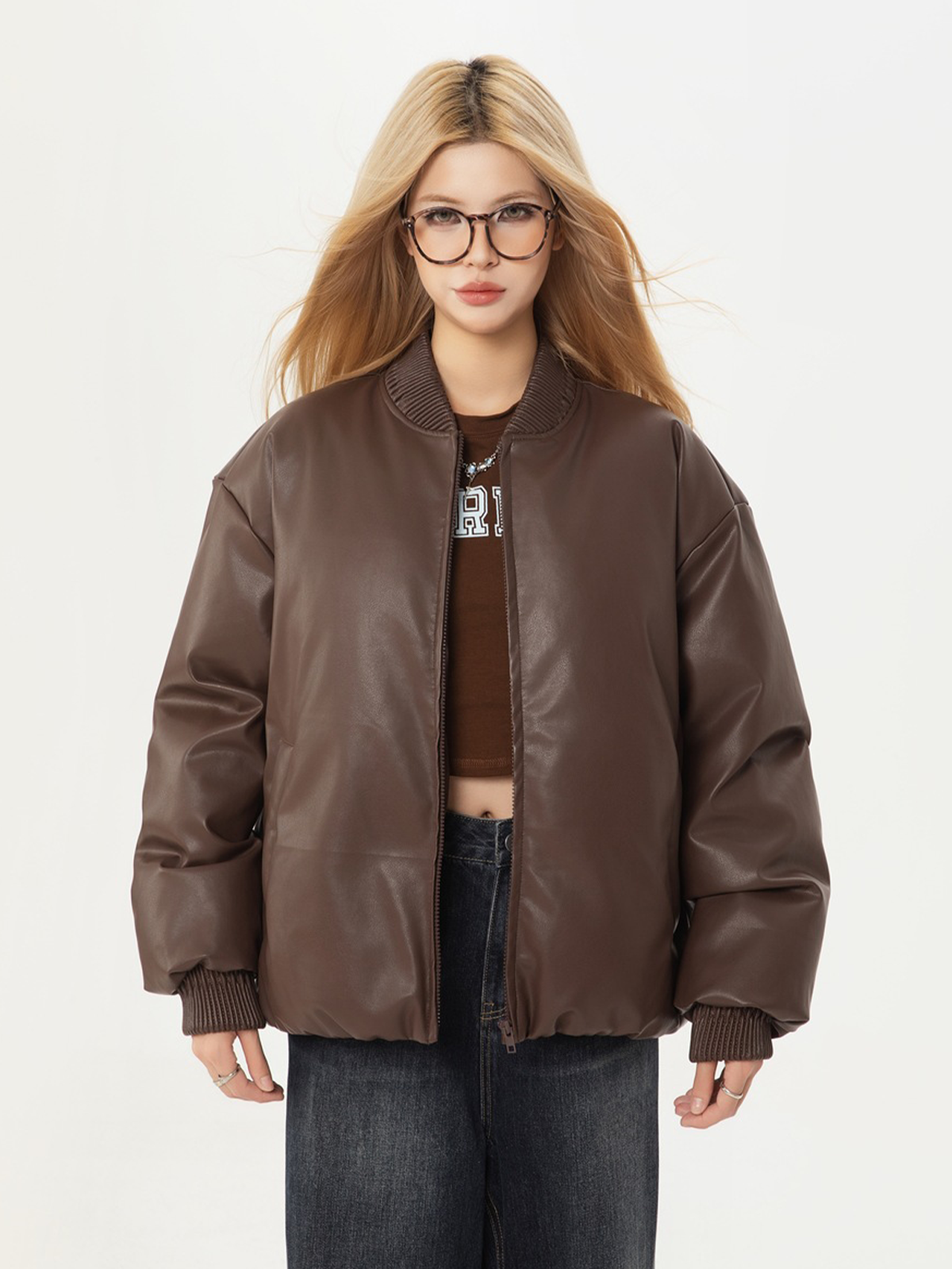 Fushya Puff Oversized Leather Jacket