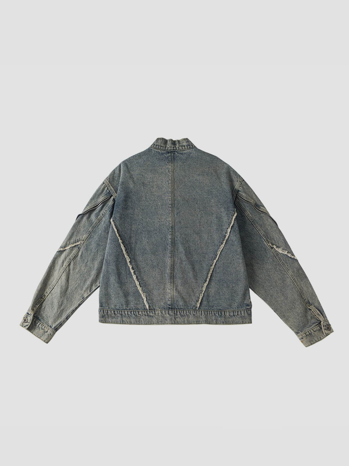 Fushya "Street Star" Fringe Lines Washed Denim Jacket