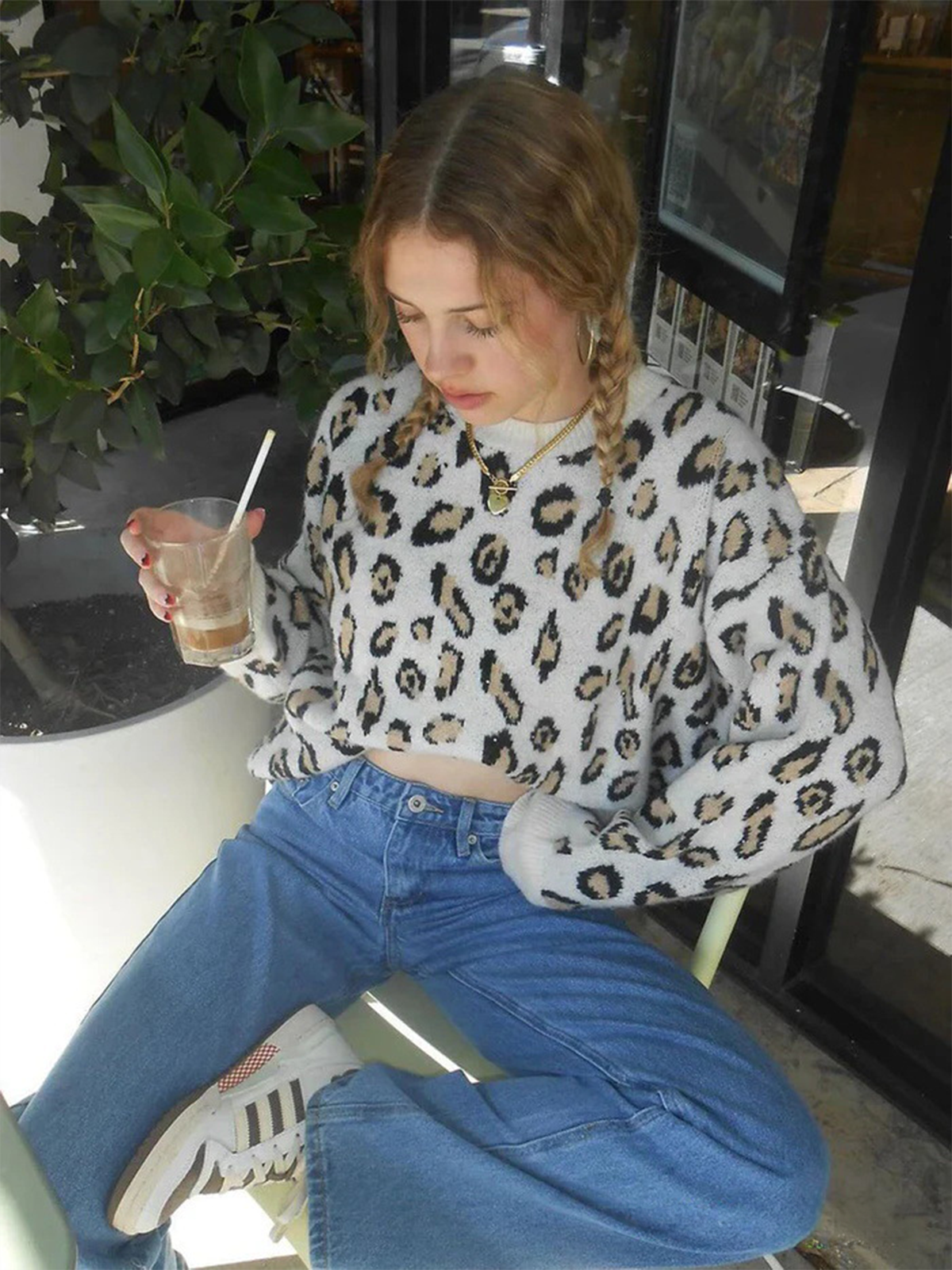 Fushya Leopard Oversized Sweater