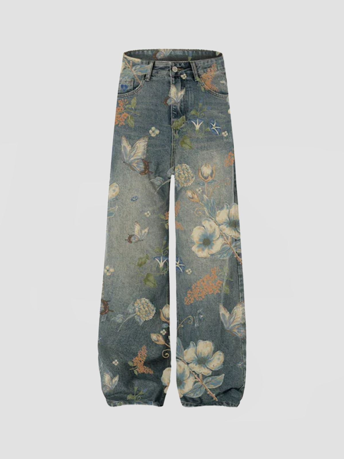 Fushya Butterfly Flower Baggy Jean