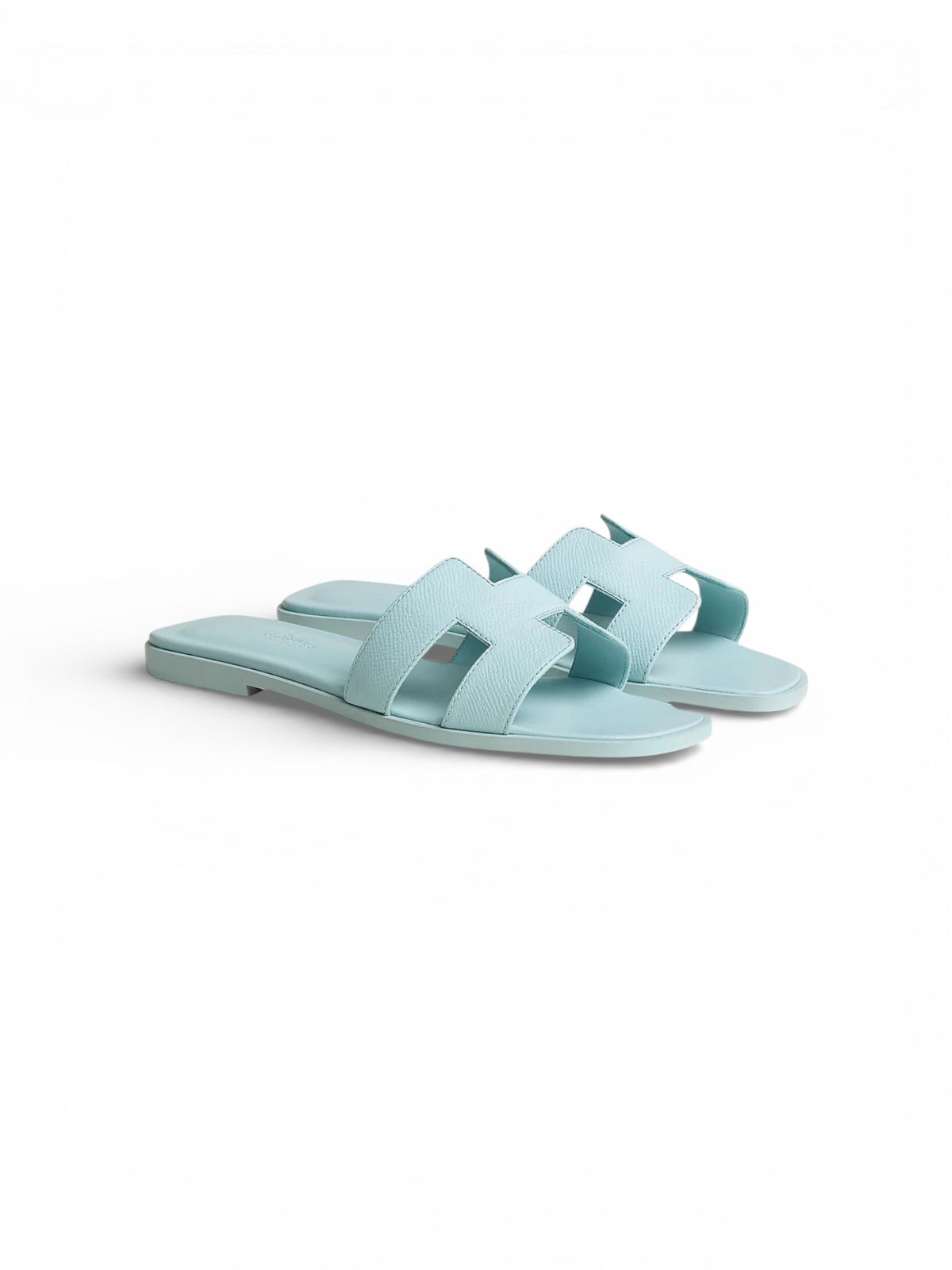 Hermès Oran Sandals in Calfskin Bleu Brume