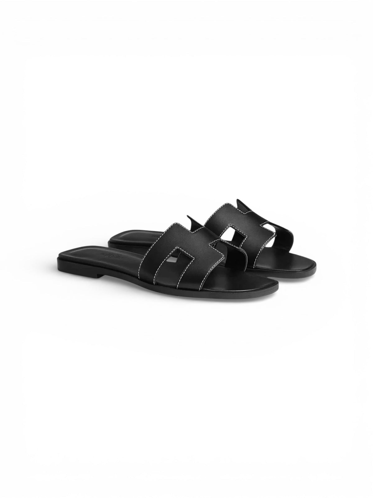 Davenzarry | Hermès Oran Sandal Box Calfskin Noir | View 1