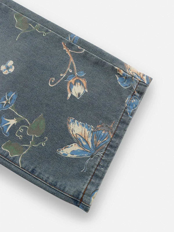 Fushya Butterfly Flower Baggy Jean