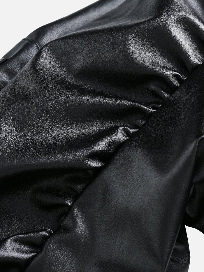 Fushya "Street Star" Hoodie Patch Leather Jacket