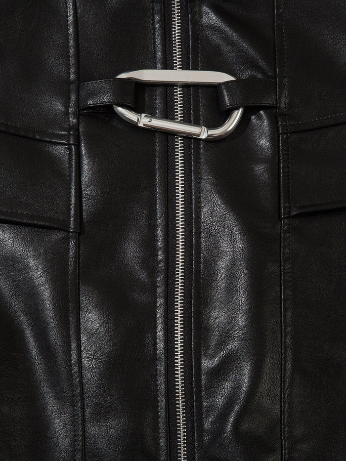 Fushya "Street Star" Silver Hook Leather Jacket