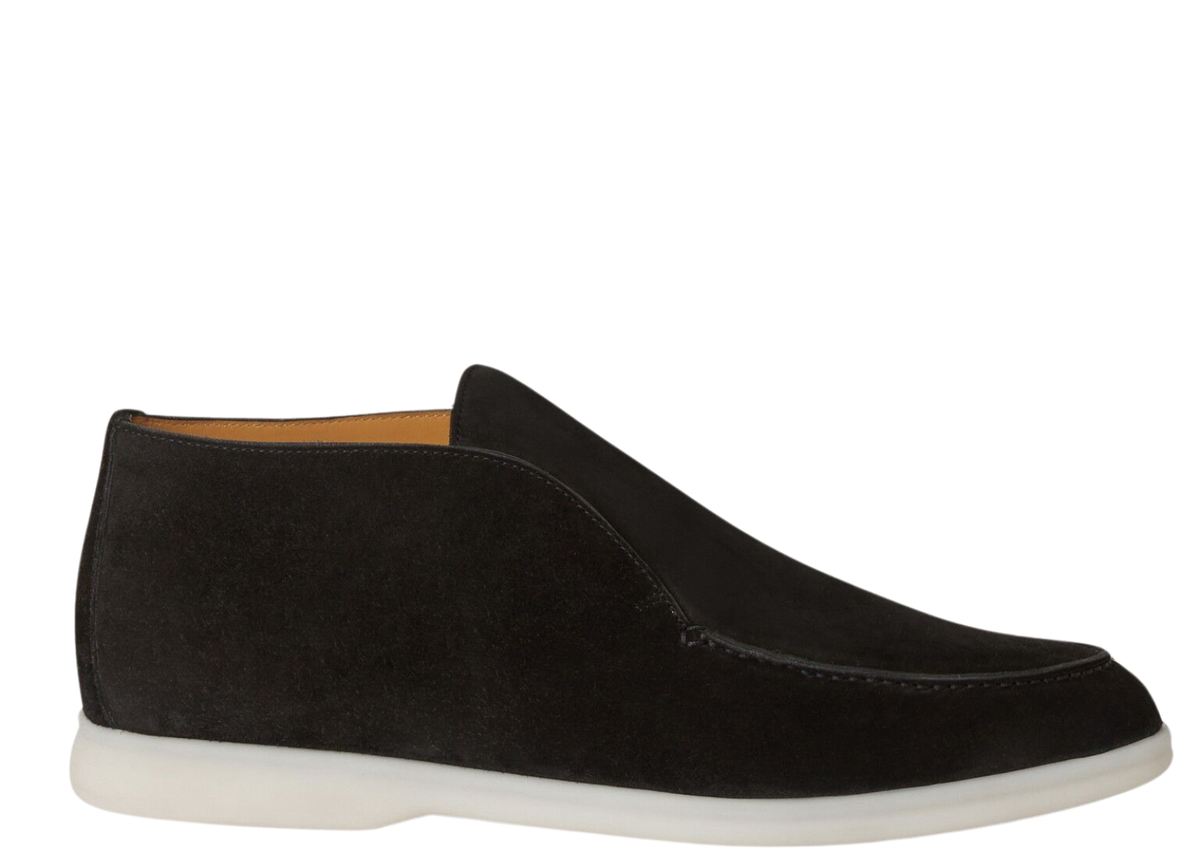 Davenzarry | Loro Piana Open Walk Ankle Boot Suede Black | View 1