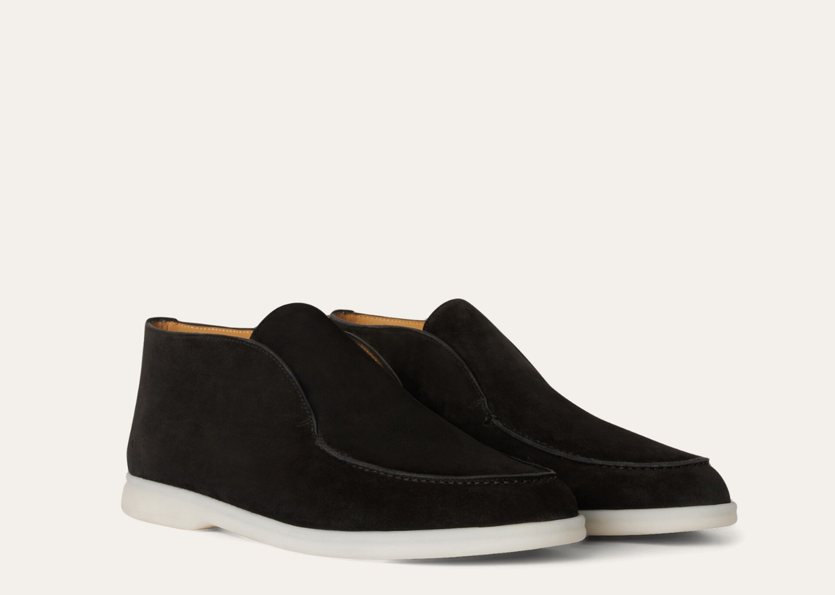 Davenzarry | Loro Piana Open Walk Ankle Boot Suede Black | View 2