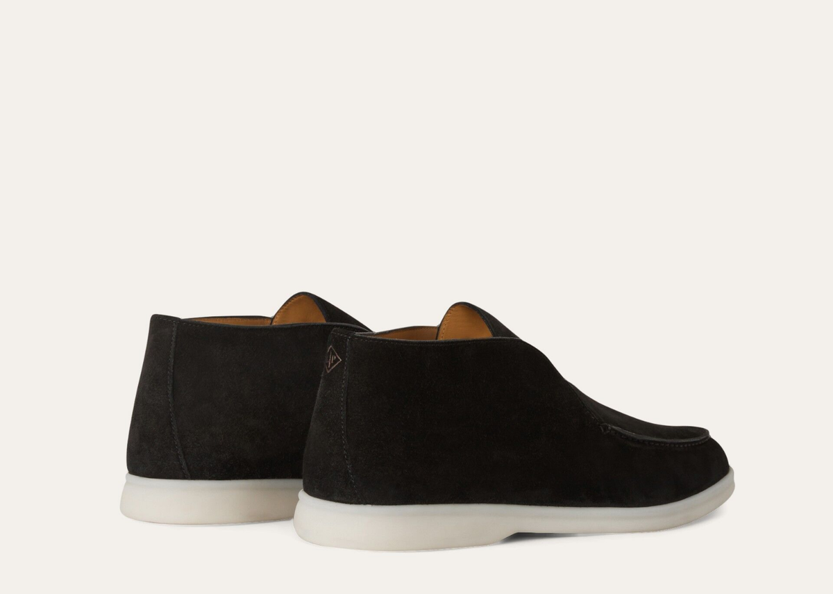 Davenzarry | Loro Piana Open Walk Ankle Boot Suede Black | View 3