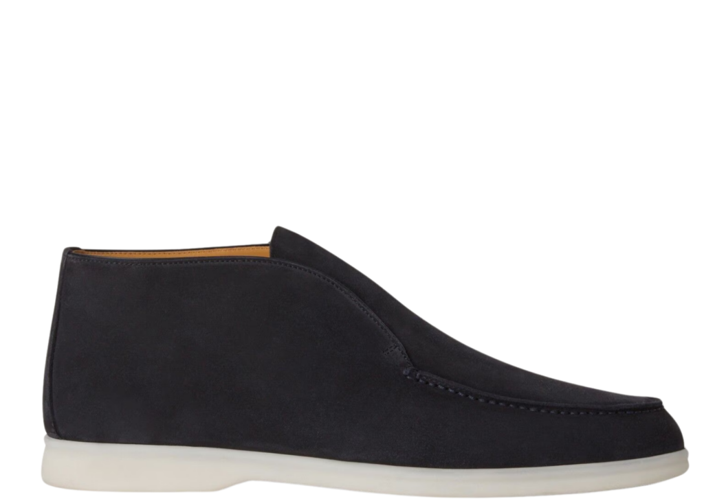 Davenzarry | Loro Piana Open Walk Ankle Boot Suede Blue Navy | View 4