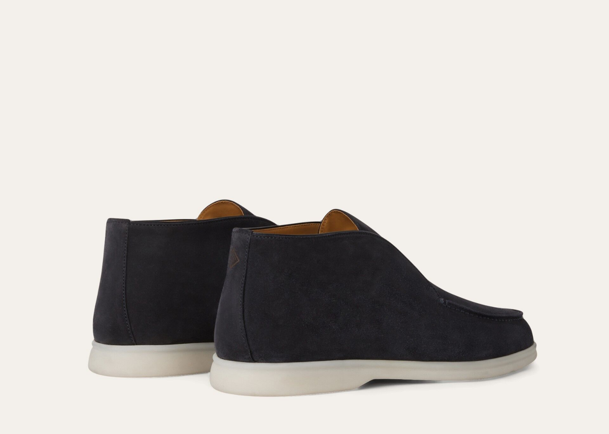 Davenzarry | Loro Piana Open Walk Ankle Boot Suede Blue Navy | View 3