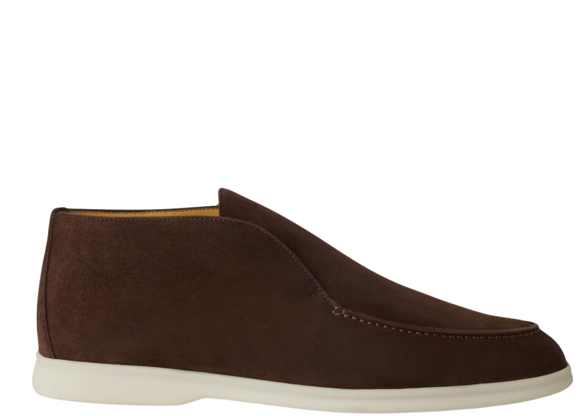 Davenzarry | Loro Piana Open Walk Ankle Boot Suede Chocolate | View 1