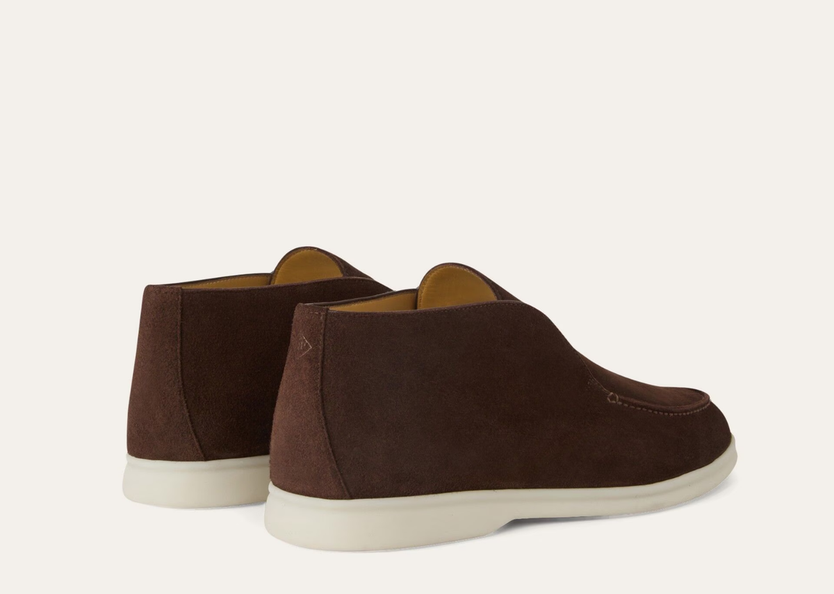 Davenzarry | Loro Piana Open Walk Ankle Boot Suede Chocolate | View 3