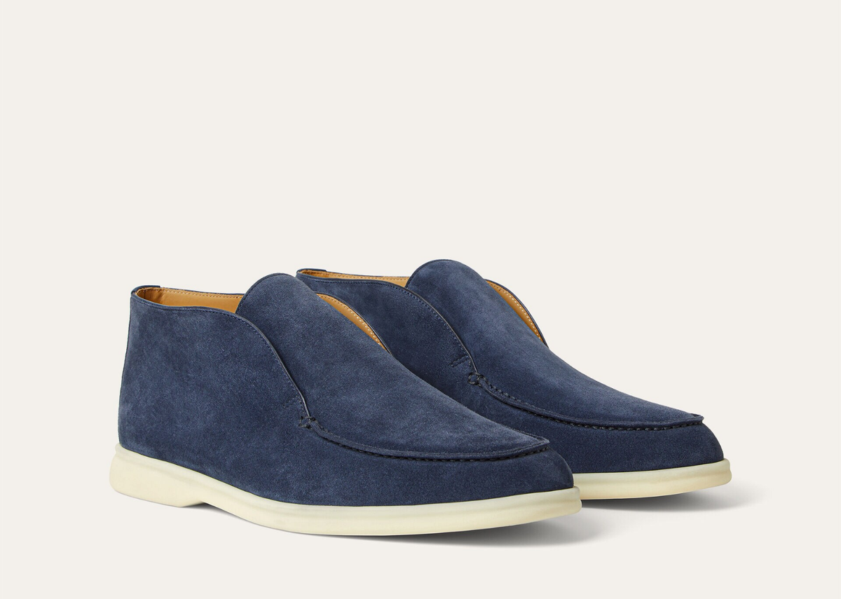 Davenzarry | Loro Piana Open Walk Ankle Boot Suede Dark Deep Sea | View 2