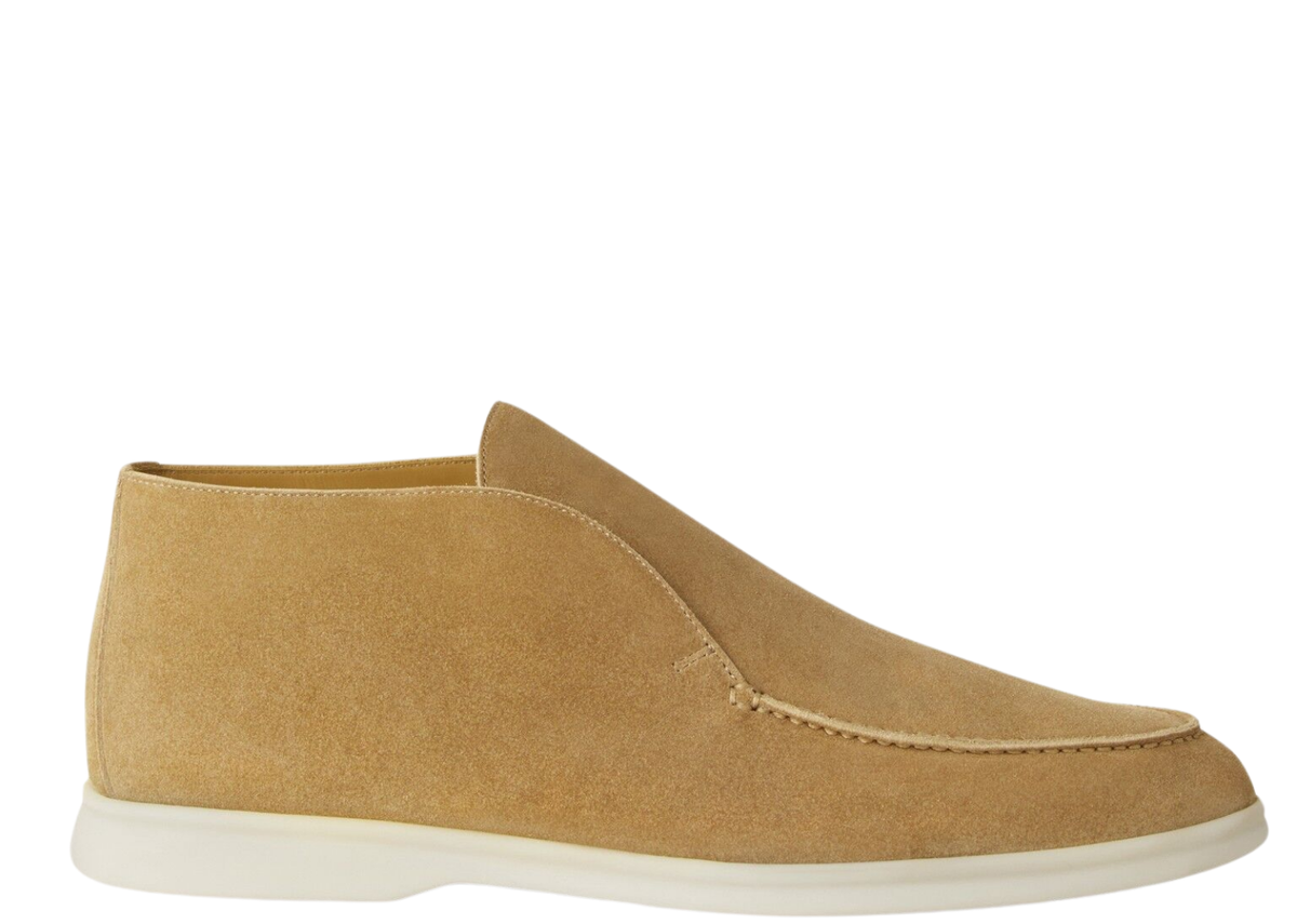 Davenzarry | Loro Piana Open Walk Ankle Boot Suede Light Wood Smoke | View 1