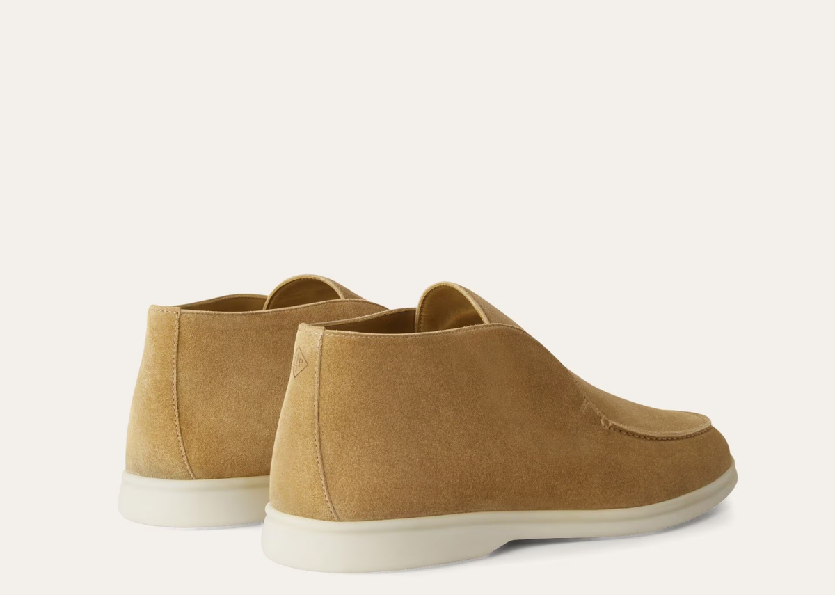 Davenzarry | Loro Piana Open Walk Ankle Boot Suede Light Wood Smoke | View 3