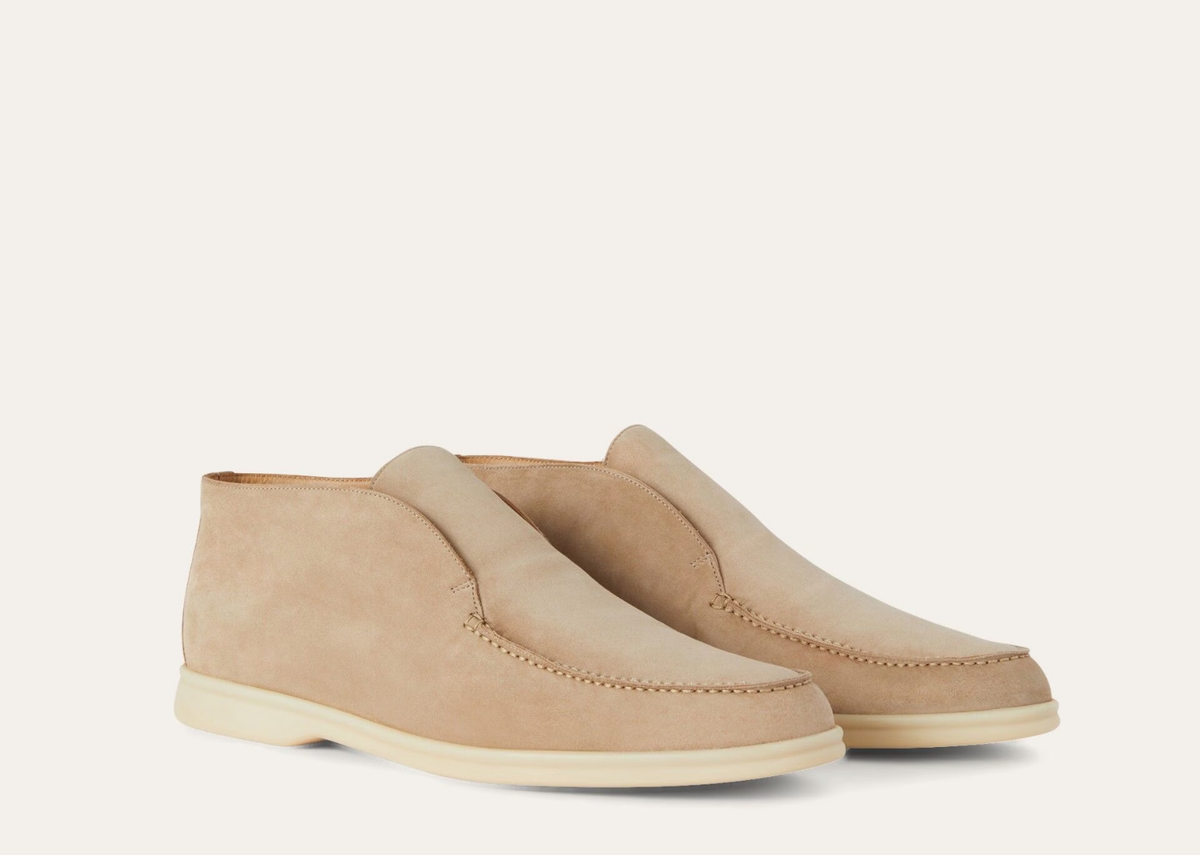 Davenzarry | Loro Piana Open Walk Ankle Boot Suede Sandstone | View 2