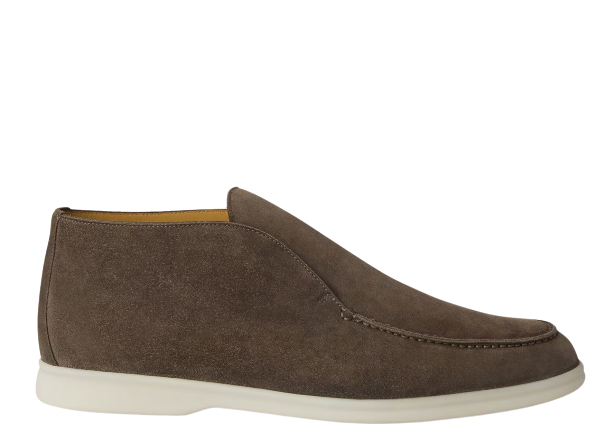 Davenzarry | Loro Piana Open Walk Ankle Boot Suede Warm Gray | View 1