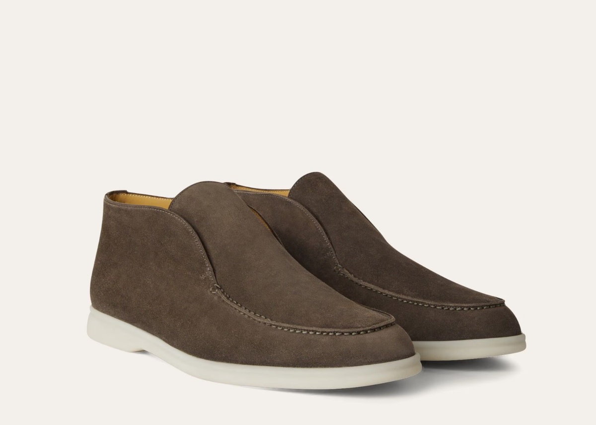 Davenzarry | Loro Piana Open Walk Ankle Boot Suede Warm Gray | View 2