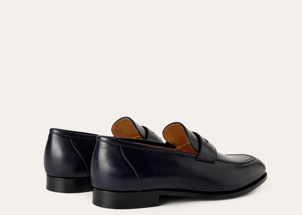 Davenzarry | Loro Piana Sergio Loafer Calfskin Blue Navy | View 3