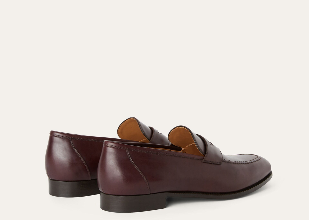 Davenzarry | Loro Piana Sergio Loafer Calfskin Night Burgundy | View 3