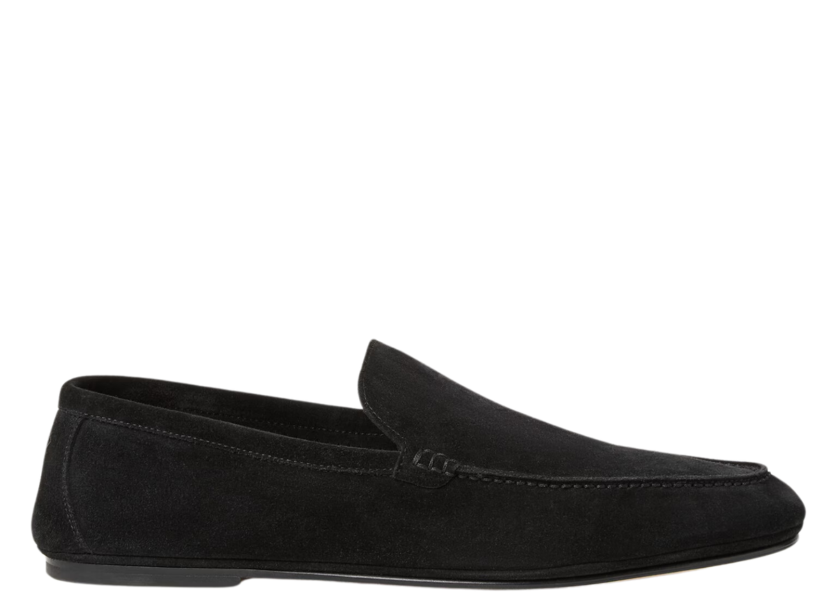 Davenzarry | Loro Piana Summer Anton Walk Loafer Suede Black | View 1