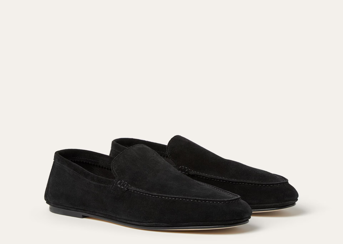 Davenzarry | Loro Piana Summer Anton Walk Loafer Suede Black | View 2