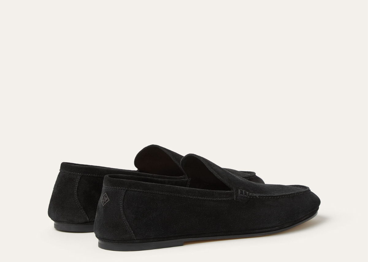 Davenzarry | Loro Piana Summer Anton Walk Loafer Suede Black | View 3