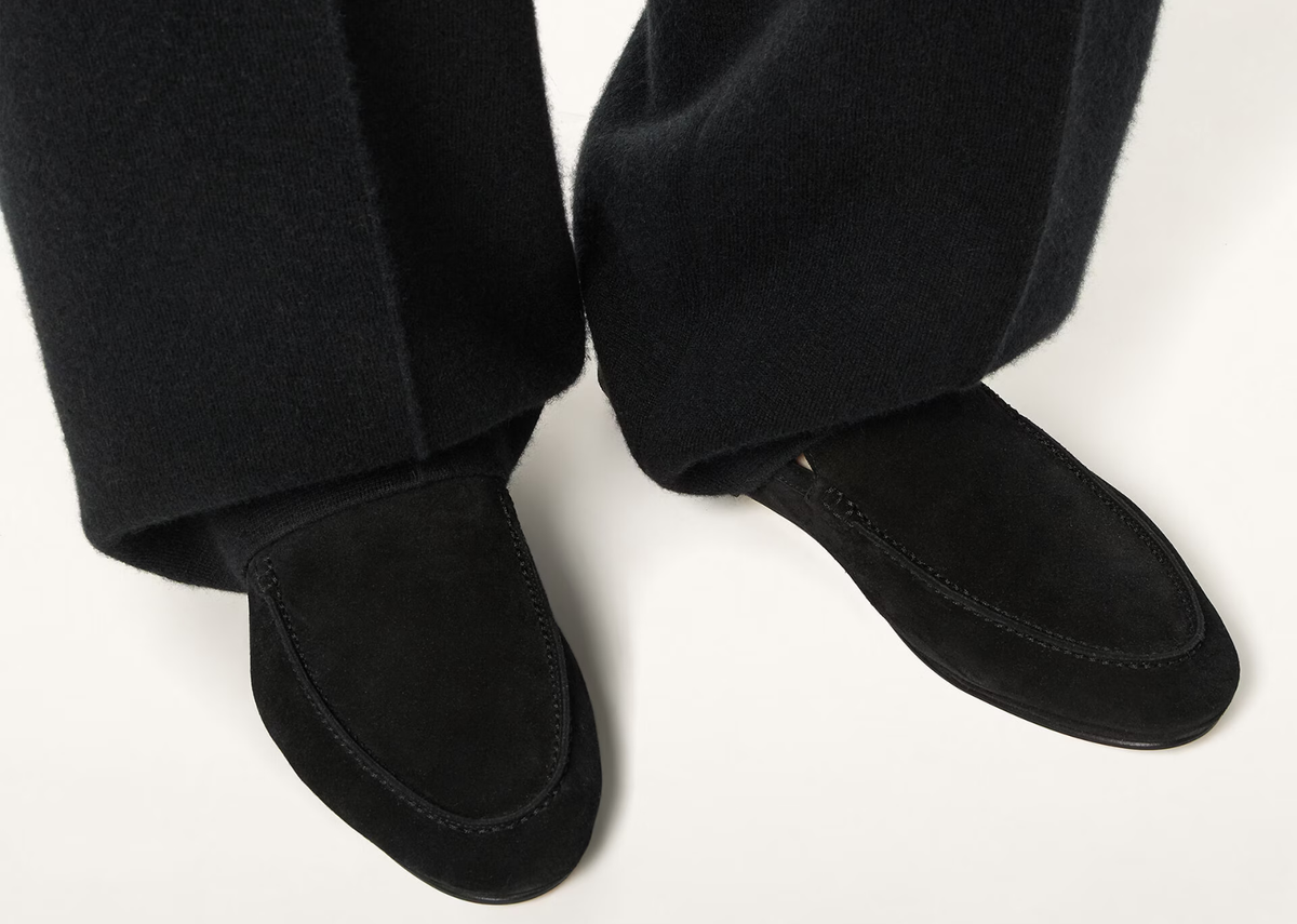 Davenzarry | Loro Piana Summer Anton Walk Loafer Suede Black | View 5