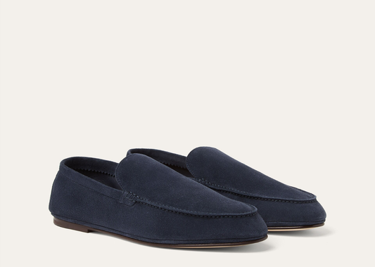 Davenzarry | Loro Piana Summer Anton Walk Loafer Suede Dark Blue Abyss | View 2