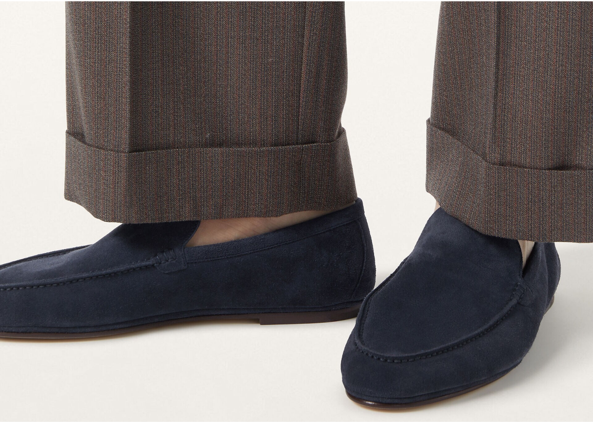 Davenzarry | Loro Piana Summer Anton Walk Loafer Suede Dark Blue Abyss | View 5