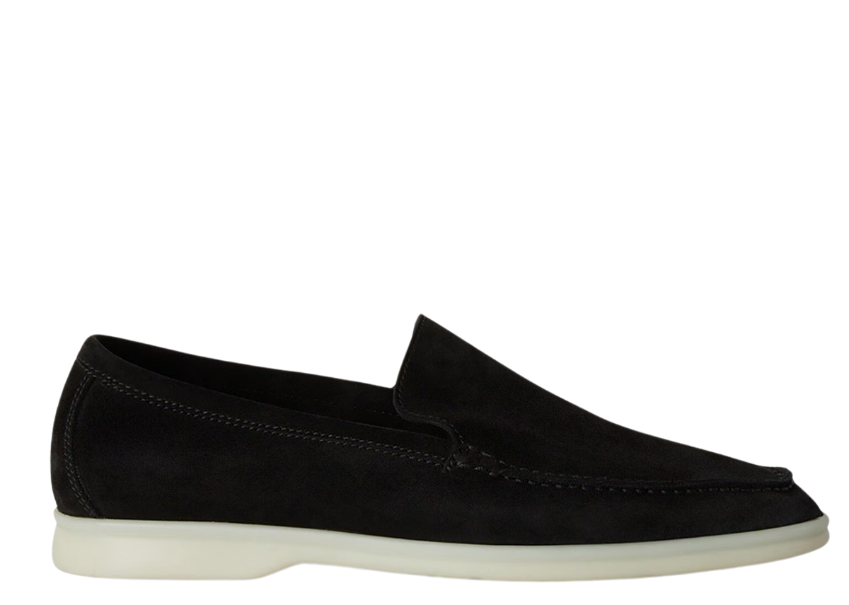 Davenzarry | Loro Piana Summer Walk Loafer Suede Black | View 1