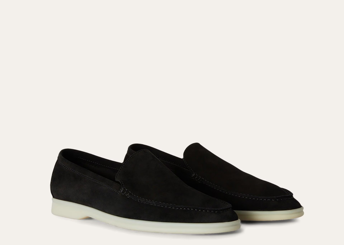 Davenzarry | Loro Piana Summer Walk Loafer Suede Black | View 2