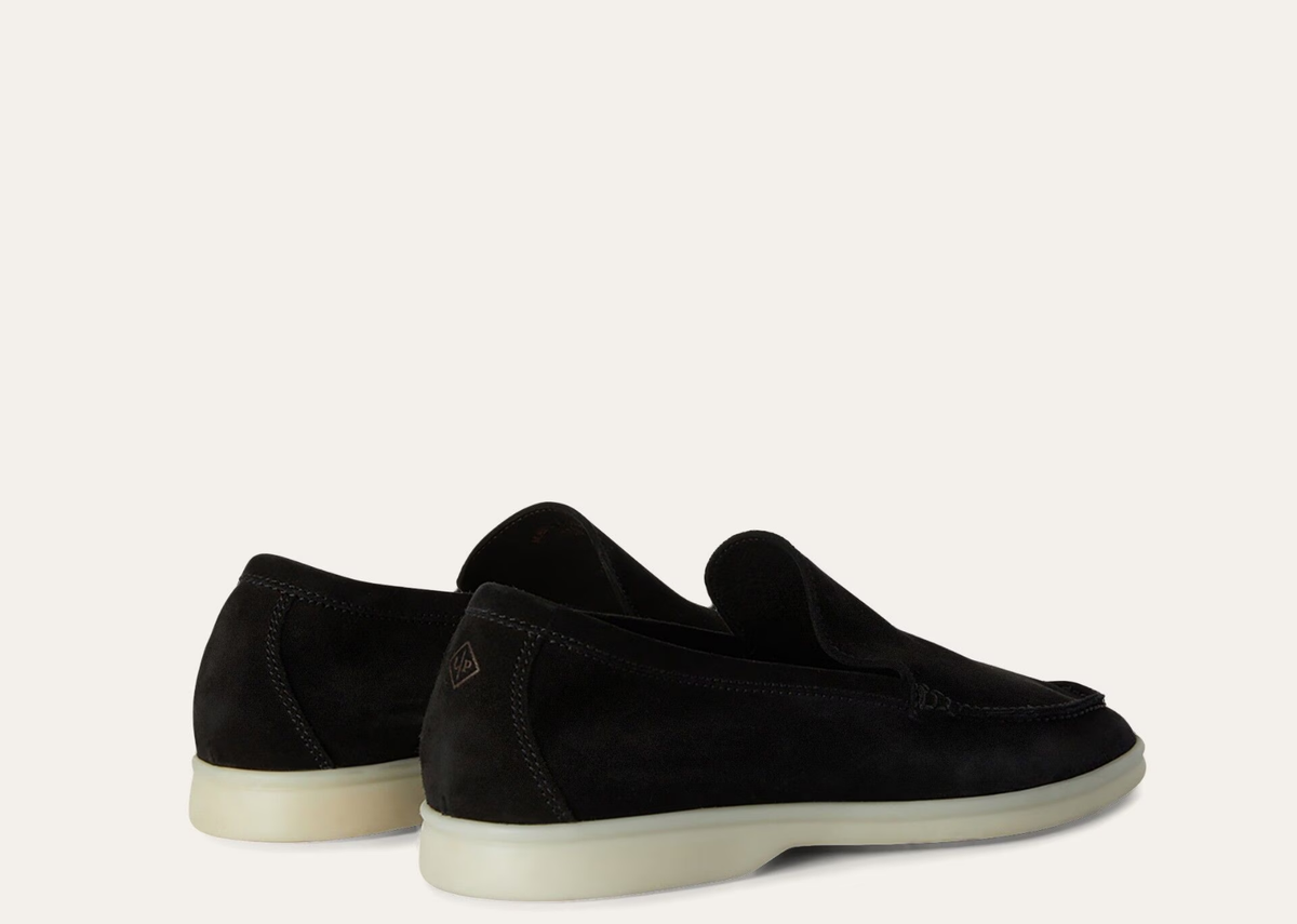 Davenzarry | Loro Piana Summer Walk Loafer Suede Black | View 3