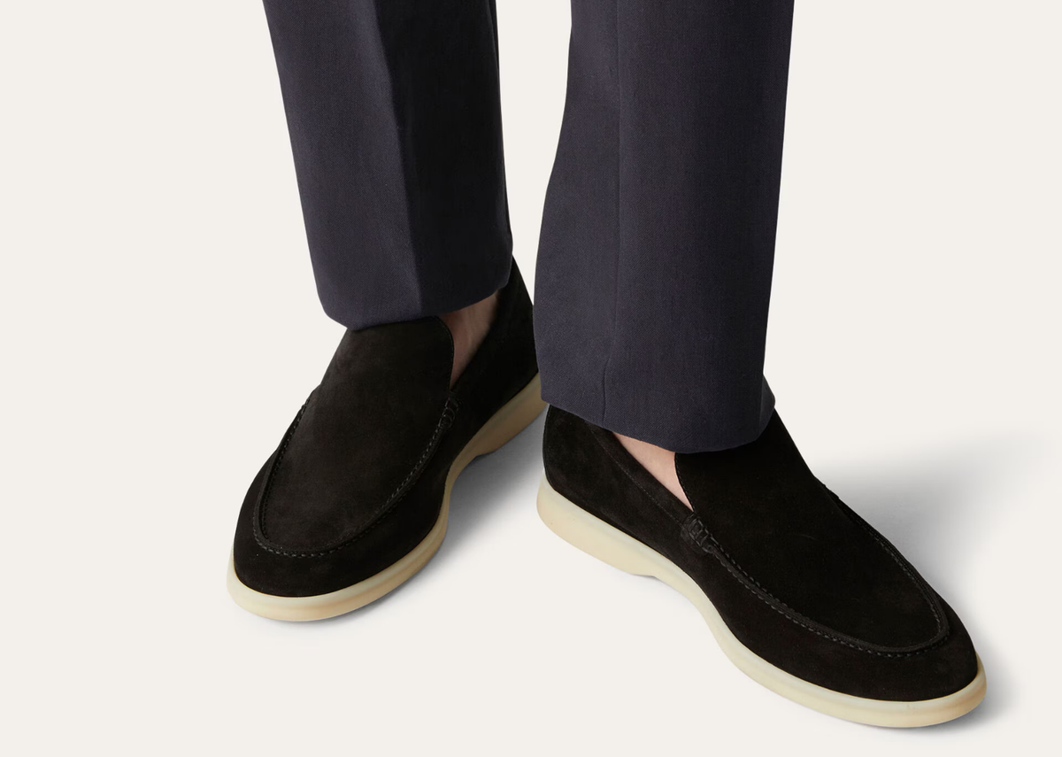 Davenzarry | Loro Piana Summer Walk Loafer Suede Black | View 5