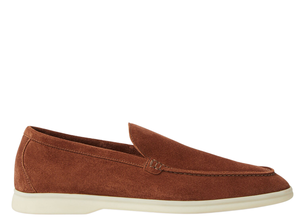 Davenzarry | Loro Piana Summer Walk Loafer Suede Brown Whiskey | View 1