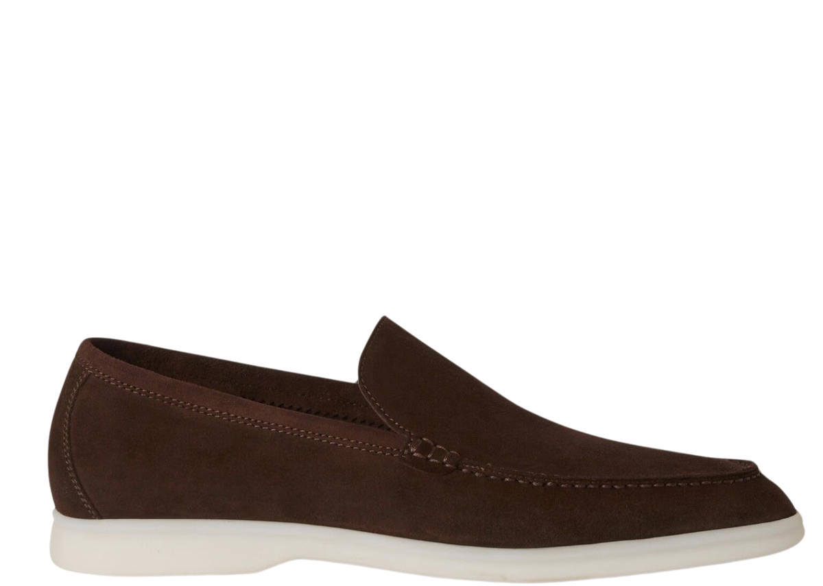 Davenzarry | Loro Piana Summer Walk Loafer Suede Chocolate | View 1