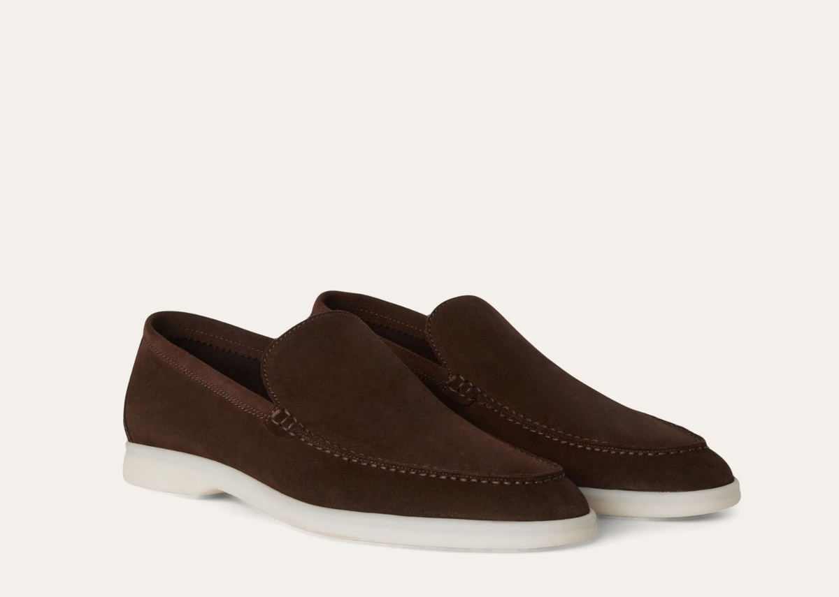 Davenzarry | Loro Piana Summer Walk Loafer Suede Chocolate | View 2